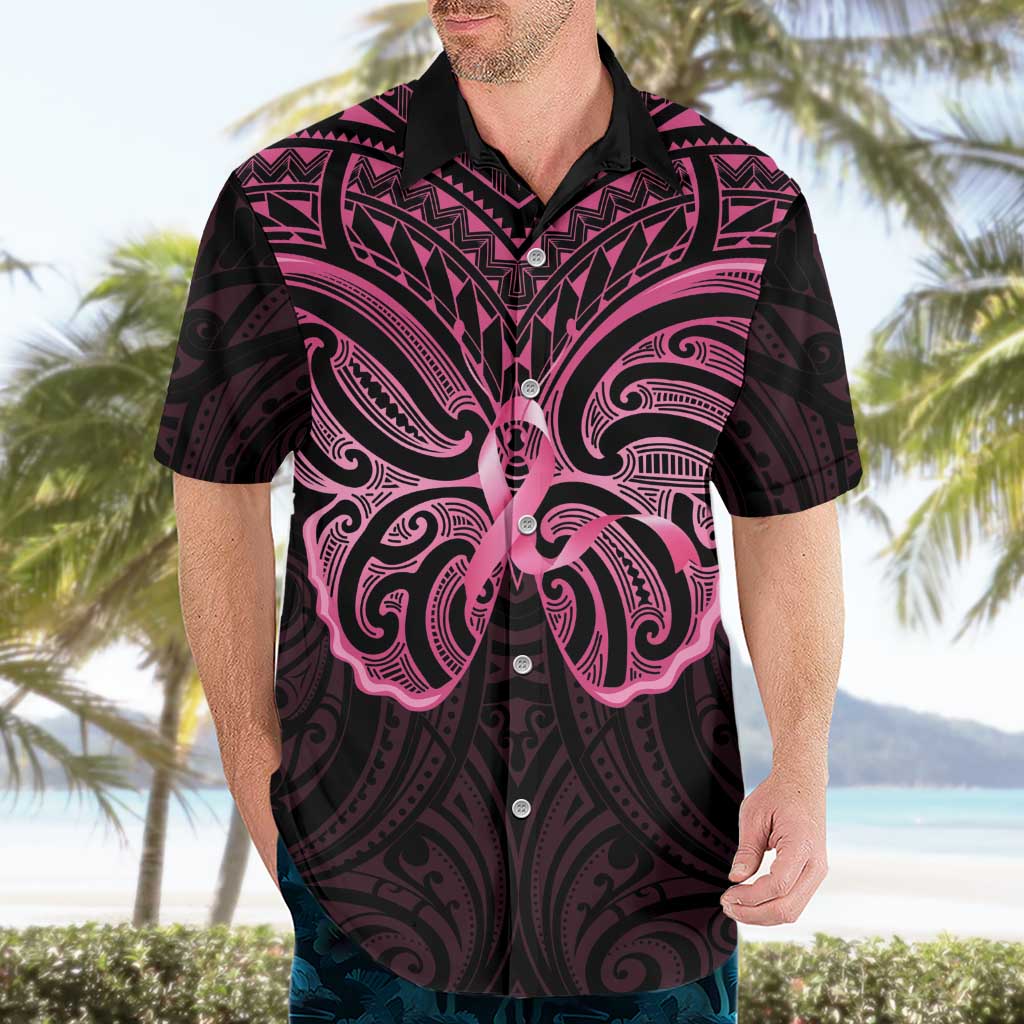 New Zealand Breast Cancer Awareness Hawaiian Shirt Maori Butterfly Pink Ribbon Black Version LT14 - Polynesian Pride