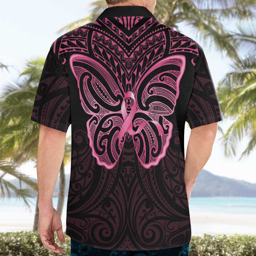New Zealand Breast Cancer Awareness Hawaiian Shirt Maori Butterfly Pink Ribbon Black Version LT14 - Polynesian Pride