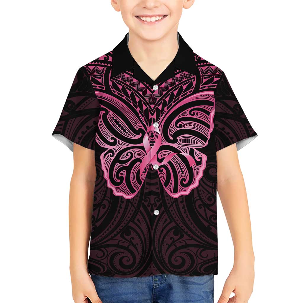 New Zealand Breast Cancer Awareness Hawaiian Shirt Maori Butterfly Pink Ribbon Black Version LT14 - Polynesian Pride