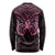 New Zealand Breast Cancer Awareness Long Sleeve Shirt Maori Butterfly Pink Ribbon Black Version - Polynesian Pride