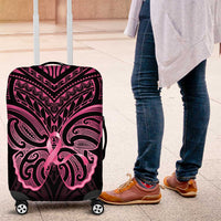 New Zealand Breast Cancer Awareness Luggage Cover Maori Butterfly Pink Ribbon Black Version LT14 Black - Polynesian Pride