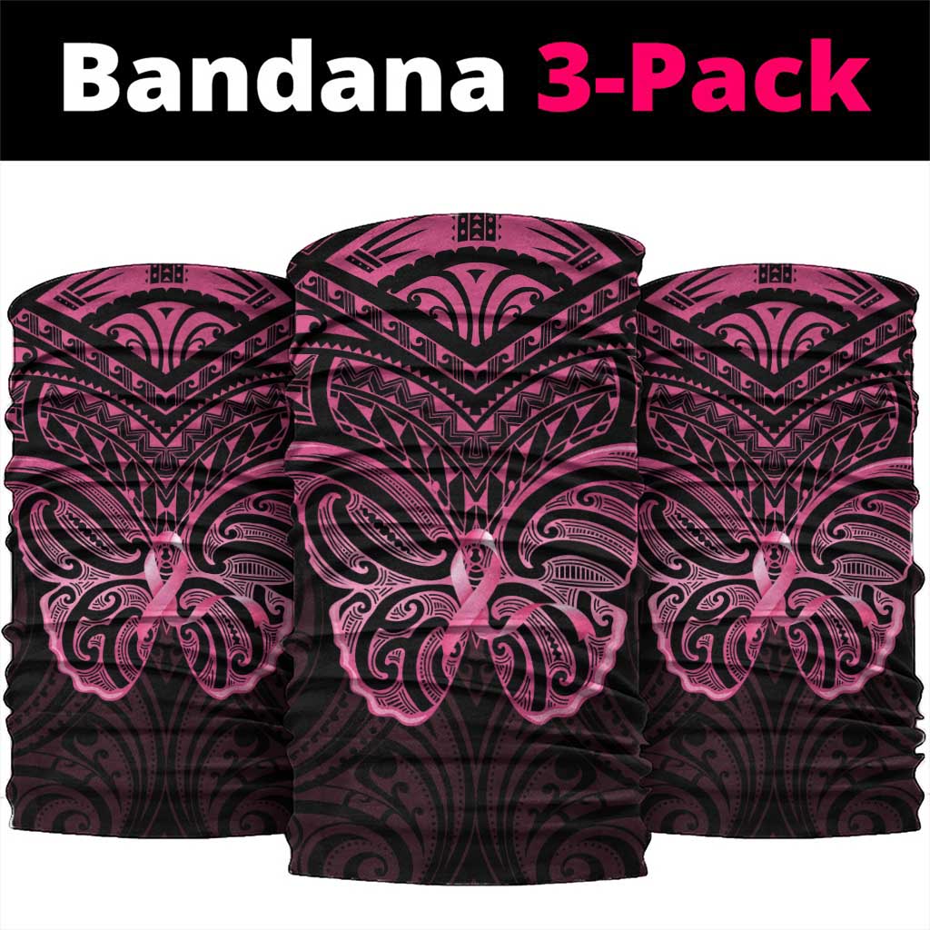 New Zealand Breast Cancer Awareness Neck Gaiter Maori Butterfly Pink Ribbon Black Version - Polynesian Pride