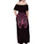 New Zealand Breast Cancer Awareness Off Shoulder Maxi Dress Maori Butterfly Pink Ribbon Black Version - Polynesian Pride