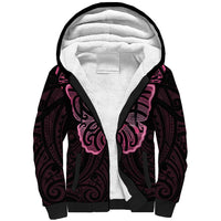 New Zealand Breast Cancer Awareness Sherpa Hoodie Maori Butterfly Pink Ribbon Black Version LT14 Unisex Black - Polynesian Pride