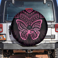 New Zealand Breast Cancer Awareness Spare Tire Cover Maori Butterfly Pink Ribbon Black Version LT14 Black - Polynesian Pride