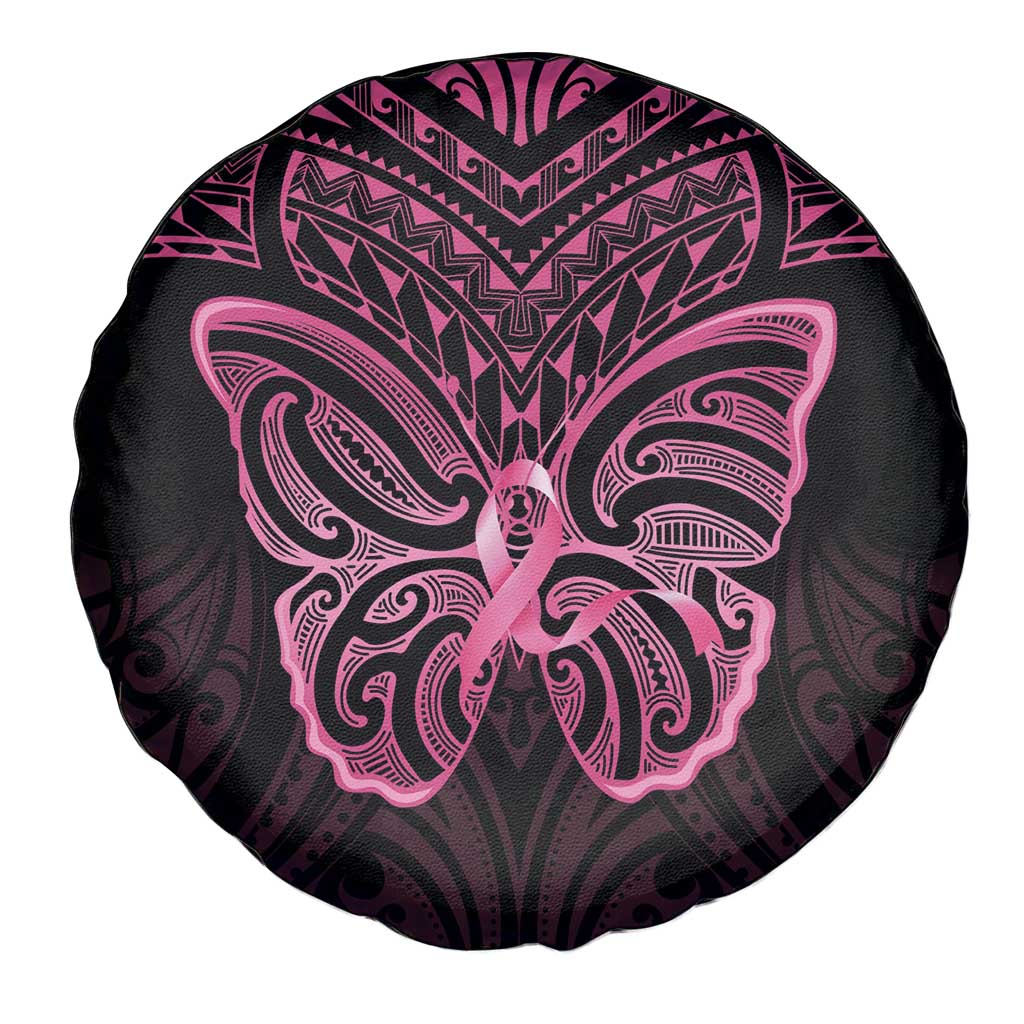 New Zealand Breast Cancer Awareness Spare Tire Cover Maori Butterfly Pink Ribbon Black Version LT14 - Polynesian Pride
