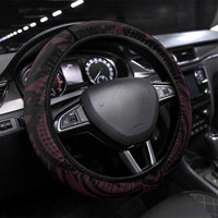 New Zealand Breast Cancer Awareness Steering Wheel Cover Maori Butterfly Pink Ribbon Black Version LT14 Universal Fit Black - Polynesian Pride