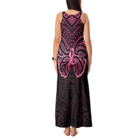 New Zealand Breast Cancer Awareness Tank Maxi Dress Maori Butterfly Pink Ribbon Black Version LT14 - Polynesian Pride