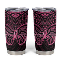 New Zealand Breast Cancer Awareness Tumbler Cup Maori Butterfly Pink Ribbon Black Version LT14 Black - Polynesian Pride