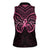 New Zealand Breast Cancer Awareness Women Sleeveless Polo Shirt Maori Butterfly Pink Ribbon Black Version - Polynesian Pride