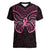 New Zealand Breast Cancer Awareness Women V-Neck T-Shirt Maori Butterfly Pink Ribbon Black Version - Polynesian Pride