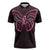 New Zealand Breast Cancer Awareness Zipper Polo Shirt Maori Butterfly Pink Ribbon Black Version - Polynesian Pride