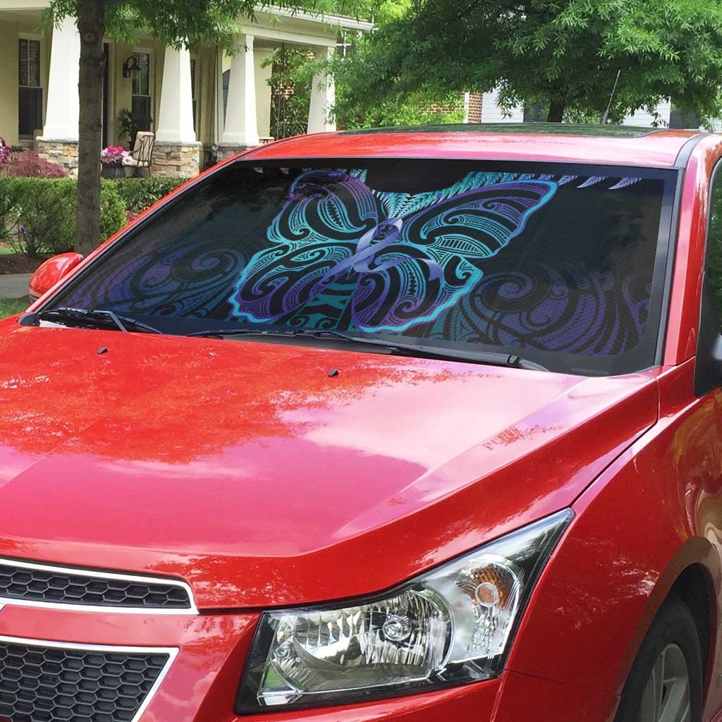 Suicide Prevention New Zealand Auto Sun Shade Aotearoa Maori Butterfly Mix Silver Fern - Polynesian Pride