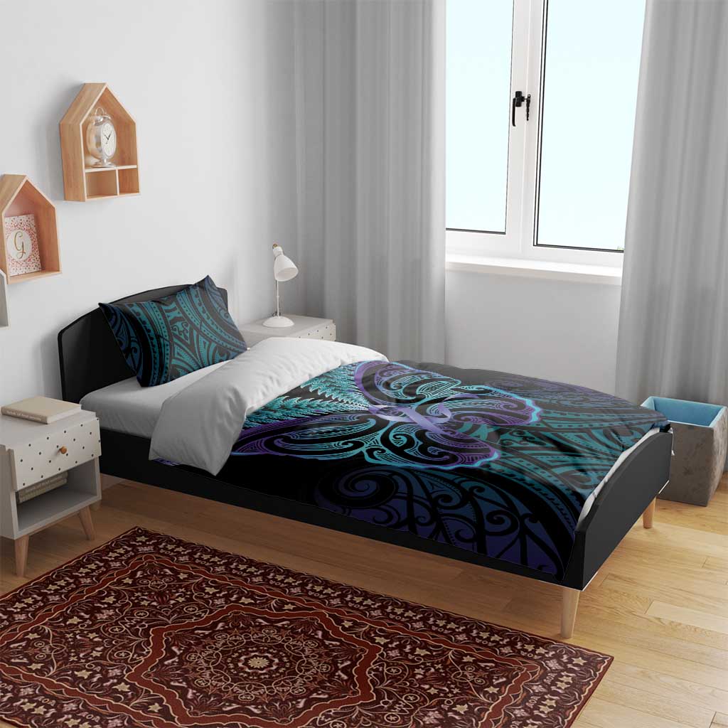Suicide Prevention New Zealand Bedding Set Aotearoa Maori Butterfly Mix Silver Fern - Polynesian Pride