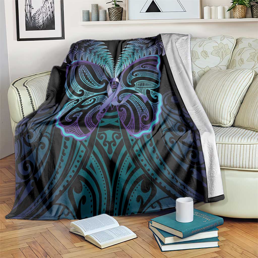 Suicide Prevention New Zealand Blanket Aotearoa Maori Butterfly Mix Silver Fern - Polynesian Pride