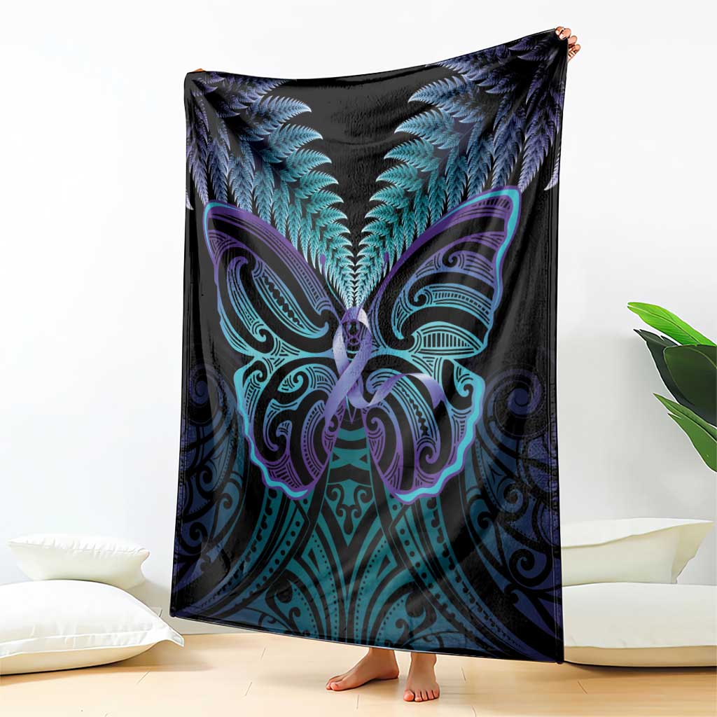 Suicide Prevention New Zealand Blanket Aotearoa Maori Butterfly Mix Silver Fern - Polynesian Pride