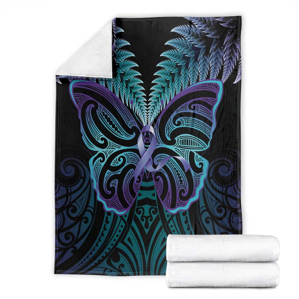 Suicide Prevention New Zealand Blanket Aotearoa Maori Butterfly Mix Silver Fern - Polynesian Pride
