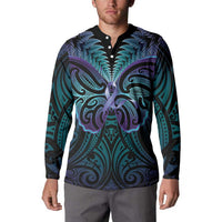 Suicide Prevention New Zealand Button Sweatshirt Aotearoa Maori Butterfly Mix Silver Fern - Polynesian Pride
