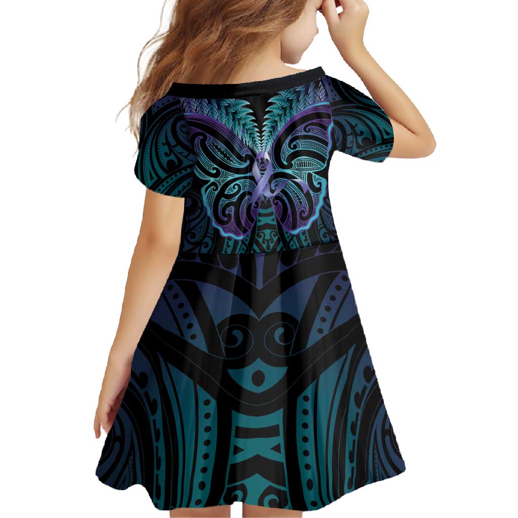 Suicide Prevention New Zealand Family Matching Off Shoulder Maxi Dress and Hawaiian Shirt Aotearoa Maori Butterfly Mix Silver Fern LT14 - Polynesian Pride