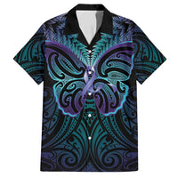 Suicide Prevention New Zealand Family Matching Off Shoulder Short Dress and Hawaiian Shirt Aotearoa Maori Butterfly Mix Silver Fern LT14 Dad's Shirt - Short Sleeve Black - Polynesian Pride