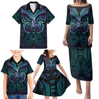 Suicide Prevention New Zealand Family Matching Puletasi and Hawaiian Shirt Aotearoa Maori Butterfly Mix Silver Fern LT14 - Polynesian Pride