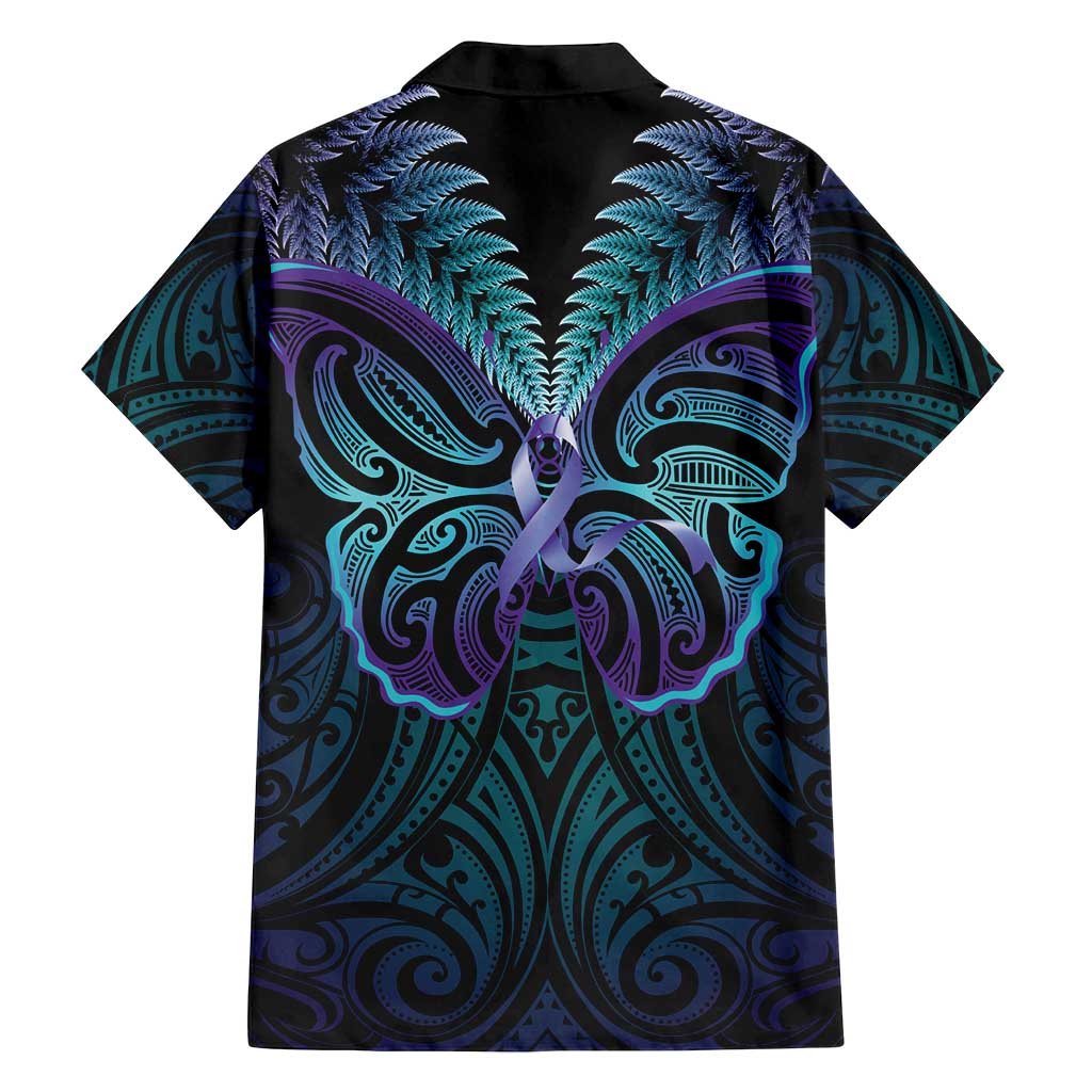 Suicide Prevention New Zealand Family Matching Tank Maxi Dress and Hawaiian Shirt Aotearoa Maori Butterfly Mix Silver Fern LT14 - Polynesian Pride