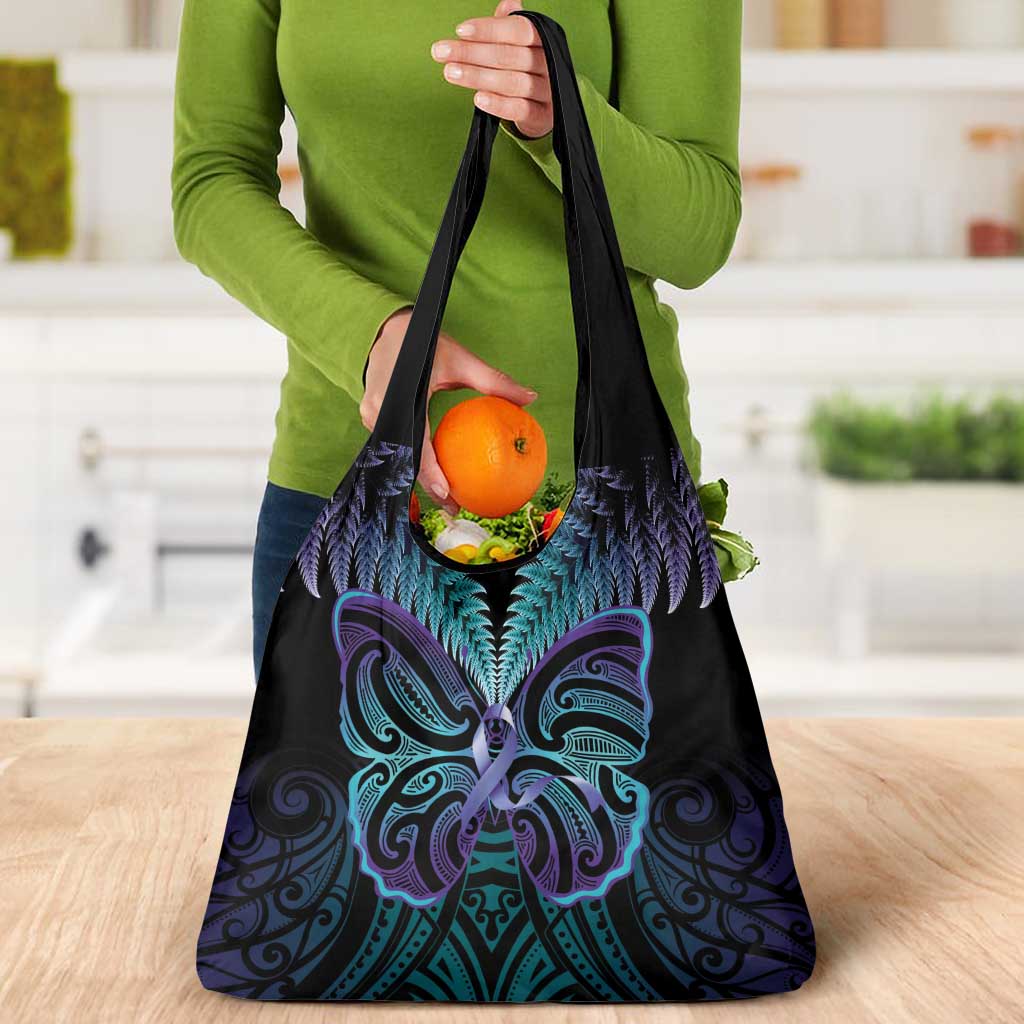 Suicide Prevention New Zealand Grocery Bag Aotearoa Maori Butterfly Mix Silver Fern - Polynesian Pride