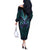 Suicide Prevention New Zealand Off The Shoulder Long Sleeve Dress Aotearoa Maori Butterfly Mix Silver Fern - Polynesian Pride