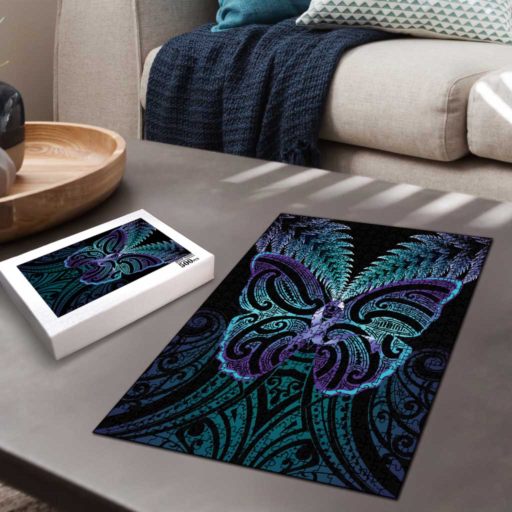 Suicide Prevention New Zealand Puzzle Aotearoa Maori Butterfly Mix Silver Fern - Polynesian Pride