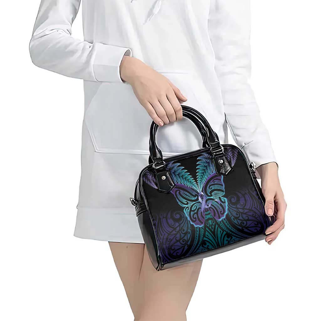Suicide Prevention New Zealand Shoulder Handbag Aotearoa Maori Butterfly Mix Silver Fern - Polynesian Pride