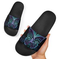 Suicide Prevention New Zealand Slide Sandals Aotearoa Maori Butterfly Mix Silver Fern - Polynesian Pride