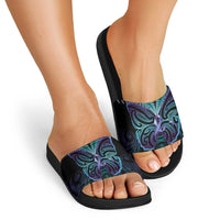 Suicide Prevention New Zealand Slide Sandals Aotearoa Maori Butterfly Mix Silver Fern - Polynesian Pride