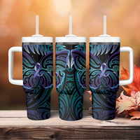 Suicide Prevention New Zealand Tumbler With Handle Aotearoa Maori Butterfly Mix Silver Fern LT14 - Polynesian Pride