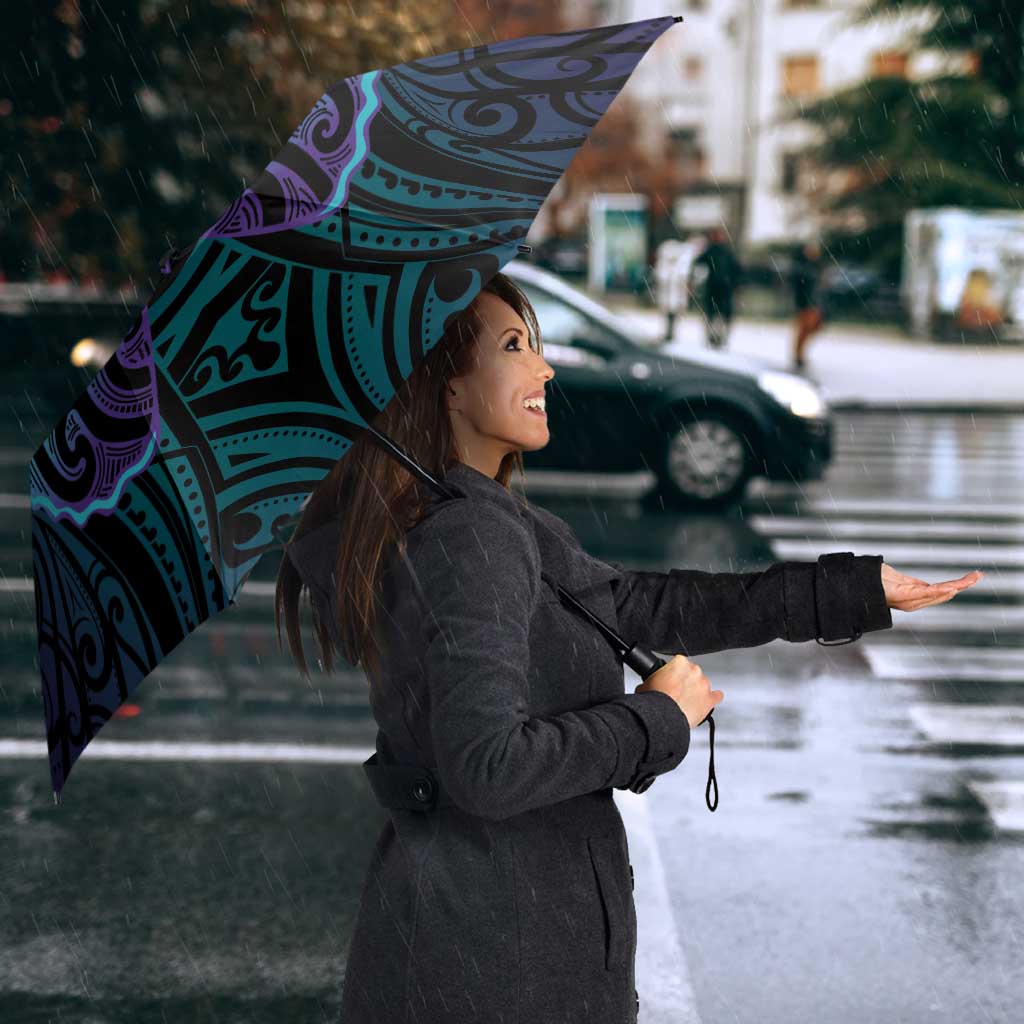 Suicide Prevention New Zealand Umbrella Aotearoa Maori Butterfly Mix Silver Fern - Polynesian Pride