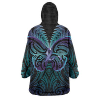 Suicide Prevention New Zealand Wearable Blanket Hoodie Aotearoa Maori Butterfly Mix Silver Fern LT14 - Polynesian Pride