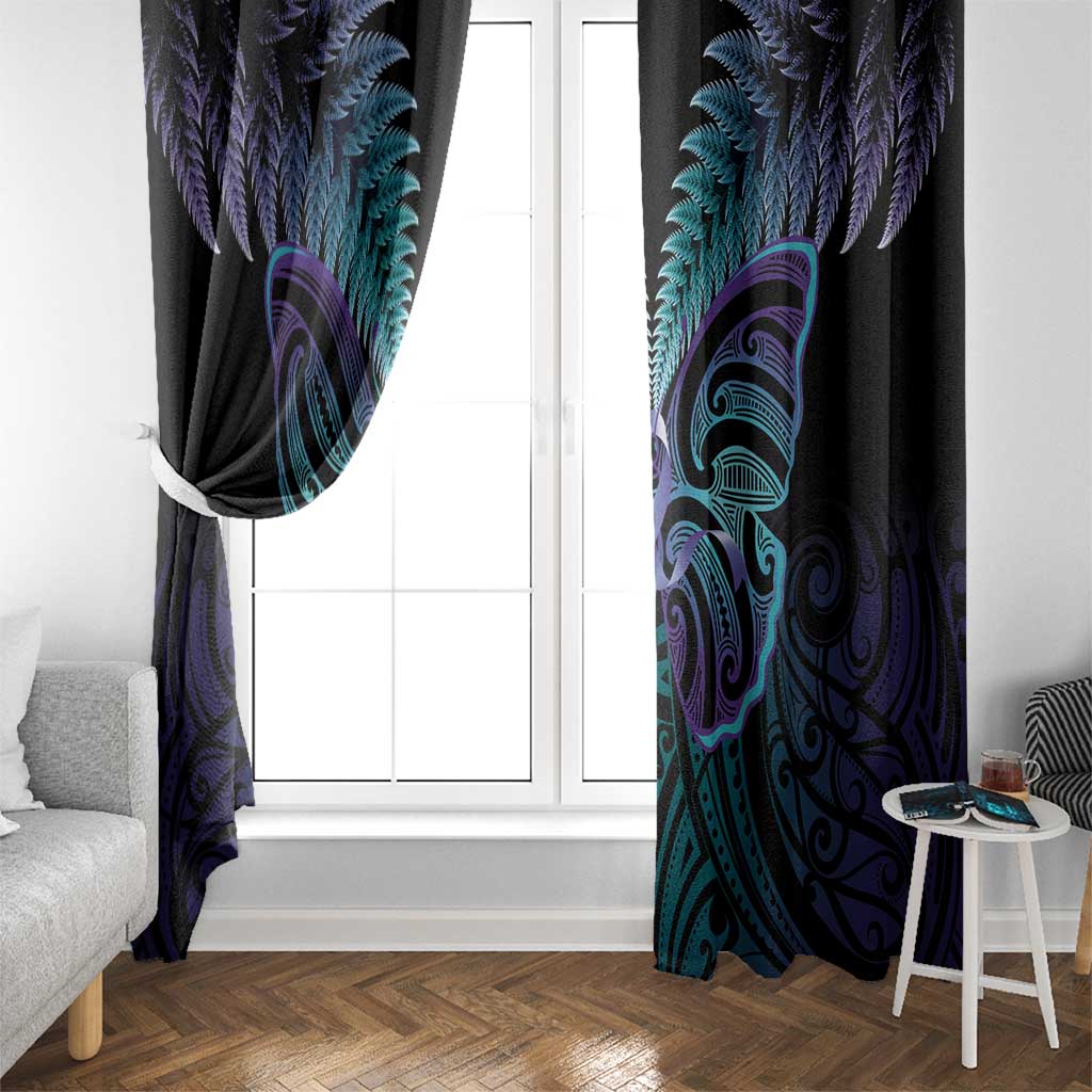 Suicide Prevention New Zealand Window Curtain Aotearoa Maori Butterfly Mix Silver Fern - Polynesian Pride