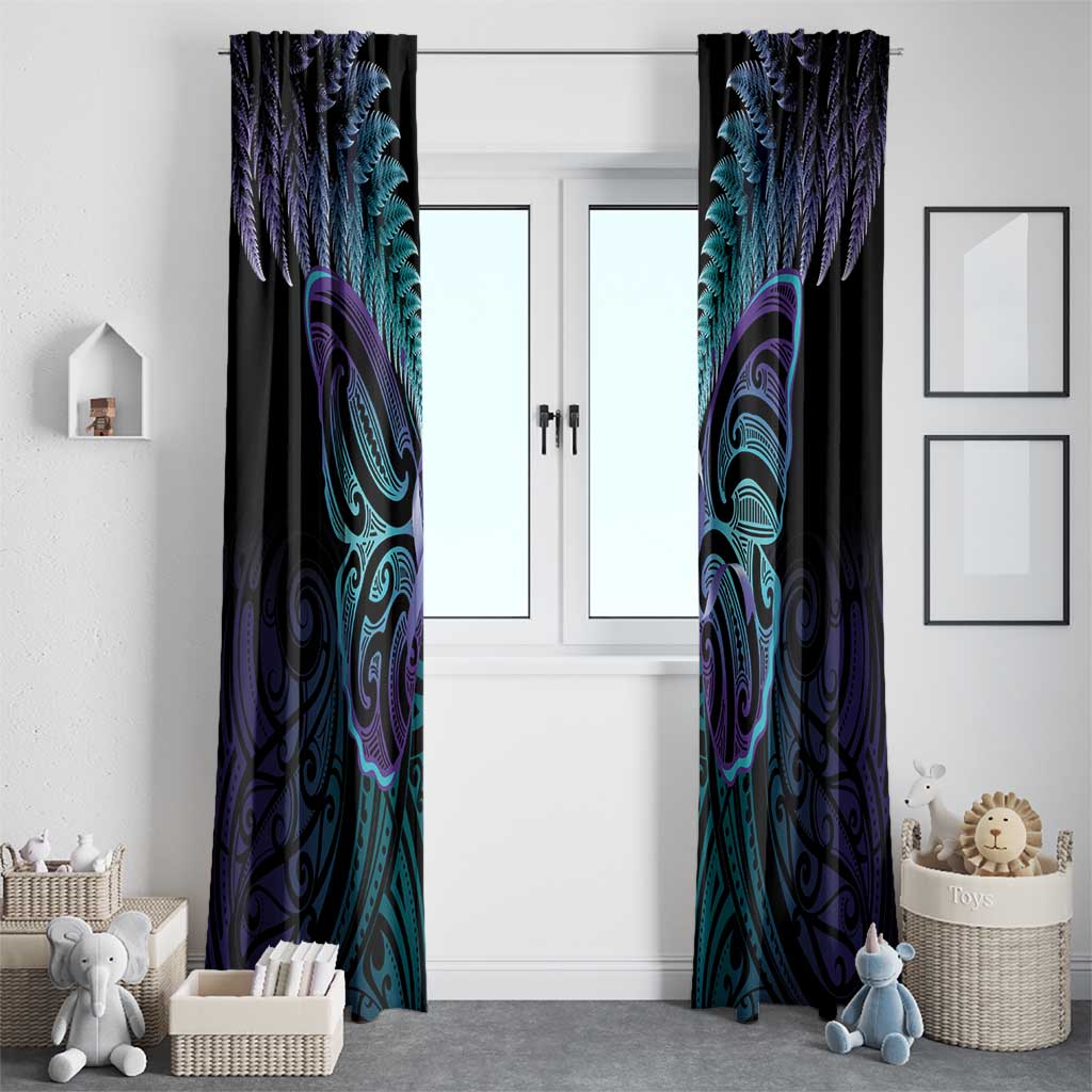 Suicide Prevention New Zealand Window Curtain Aotearoa Maori Butterfly Mix Silver Fern - Polynesian Pride