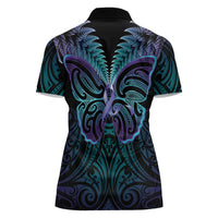 Suicide Prevention New Zealand Women Polo Shirt Aotearoa Maori Butterfly Mix Silver Fern LT14 - Polynesian Pride
