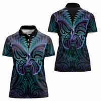 Suicide Prevention New Zealand Women Polo Shirt Aotearoa Maori Butterfly Mix Silver Fern LT14 - Polynesian Pride