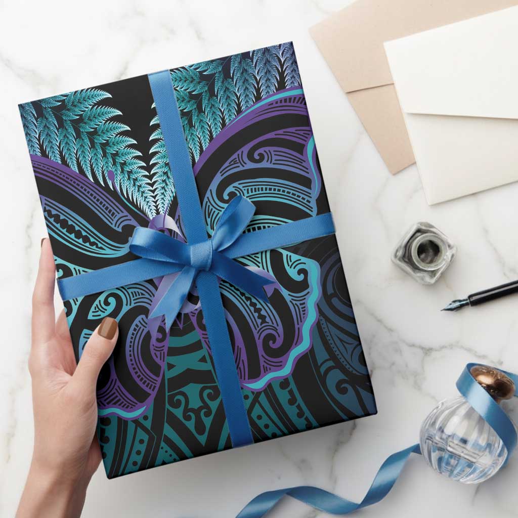 Suicide Prevention New Zealand Wrapping Paper Aotearoa Maori Butterfly Mix Silver Fern - Polynesian Pride