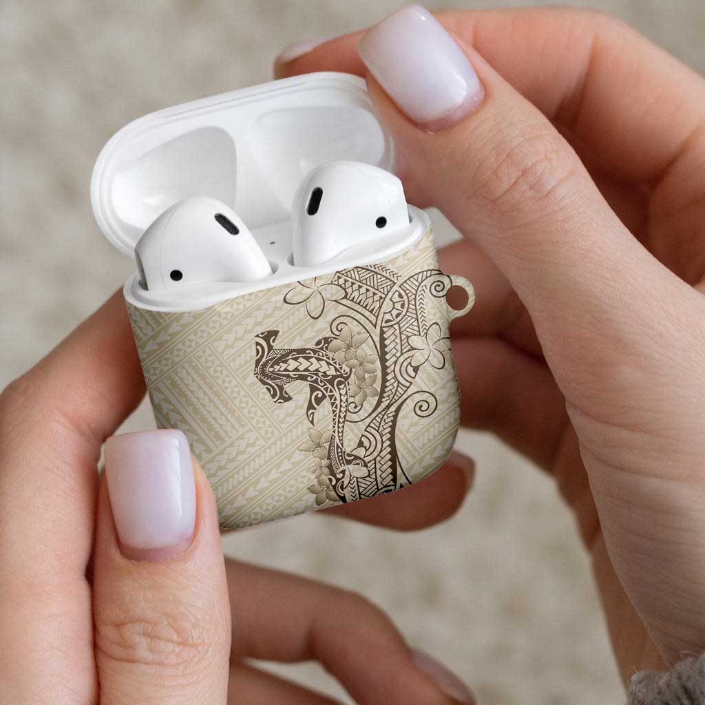 Beige Hawaii AirPods Case Hammerhead Shark Tattoo Curve Polynesian - Polynesian Pride