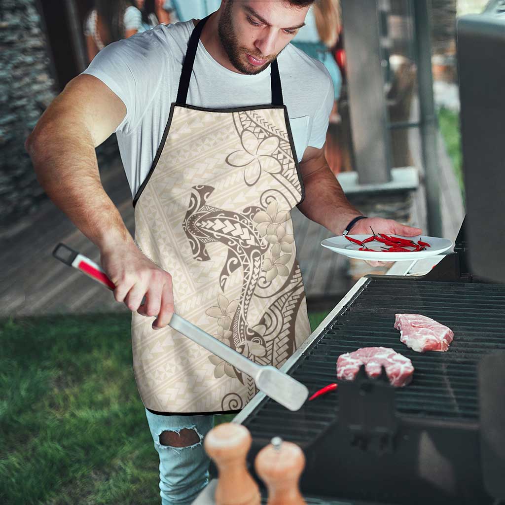 Beige Hawaii Apron Hammerhead Shark Tattoo Curve Polynesian - Polynesian Pride