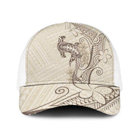 Beige Hawaii Baseball Net Cap Hammerhead Shark Tattoo Curve Polynesian - Polynesian Pride