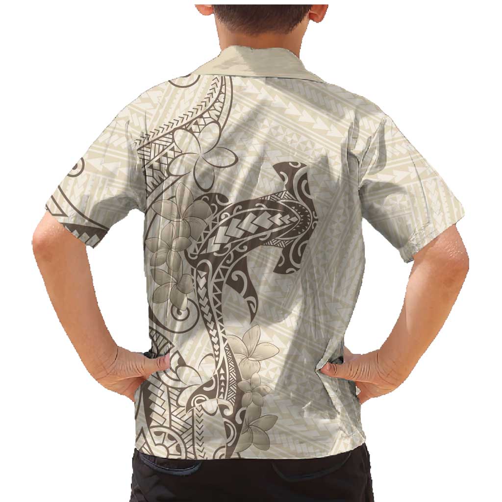 Beige Hawaii Family Matching Mermaid Dress and Hawaiian Shirt Hammerhead Shark Tattoo Curve Polynesian LT14 - Polynesian Pride