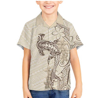 Beige Hawaii Family Matching Mermaid Dress and Hawaiian Shirt Hammerhead Shark Tattoo Curve Polynesian LT14 Son's Shirt Beige - Polynesian Pride