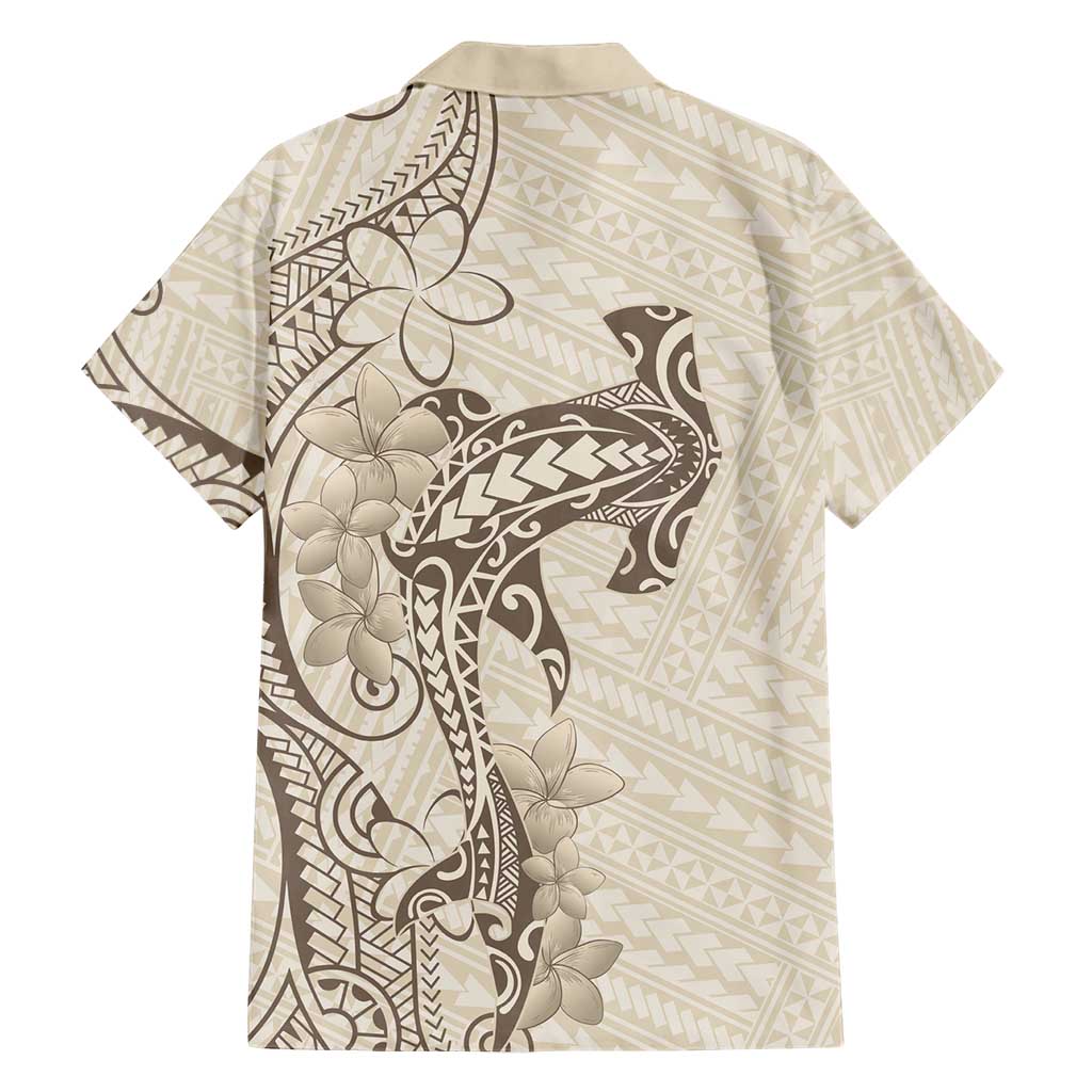 Beige Hawaii Family Matching Short Sleeve Bodycon Dress and Hawaiian Shirt Hammerhead Shark Tattoo Curve Polynesian LT14 - Polynesian Pride