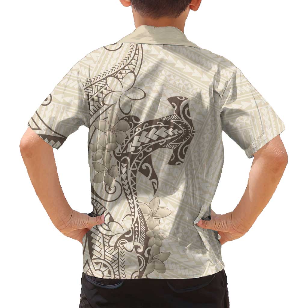 Beige Hawaii Family Matching Summer Maxi Dress and Hawaiian Shirt Hammerhead Shark Tattoo Curve Polynesian LT14 - Polynesian Pride