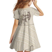 Beige Hawaii Family Matching Summer Maxi Dress and Hawaiian Shirt Hammerhead Shark Tattoo Curve Polynesian LT14 - Polynesian Pride