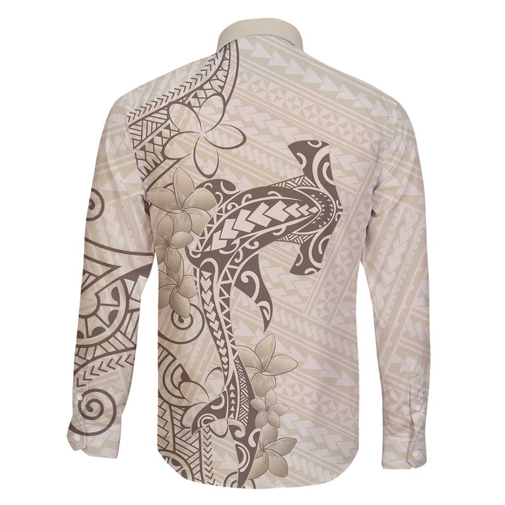 Beige Hawaii Family Matching Summer Maxi Dress and Hawaiian Shirt Hammerhead Shark Tattoo Curve Polynesian LT14 - Polynesian Pride