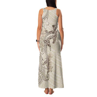 Beige Hawaii Family Matching Tank Maxi Dress and Hawaiian Shirt Hammerhead Shark Tattoo Curve Polynesian LT14 - Polynesian Pride
